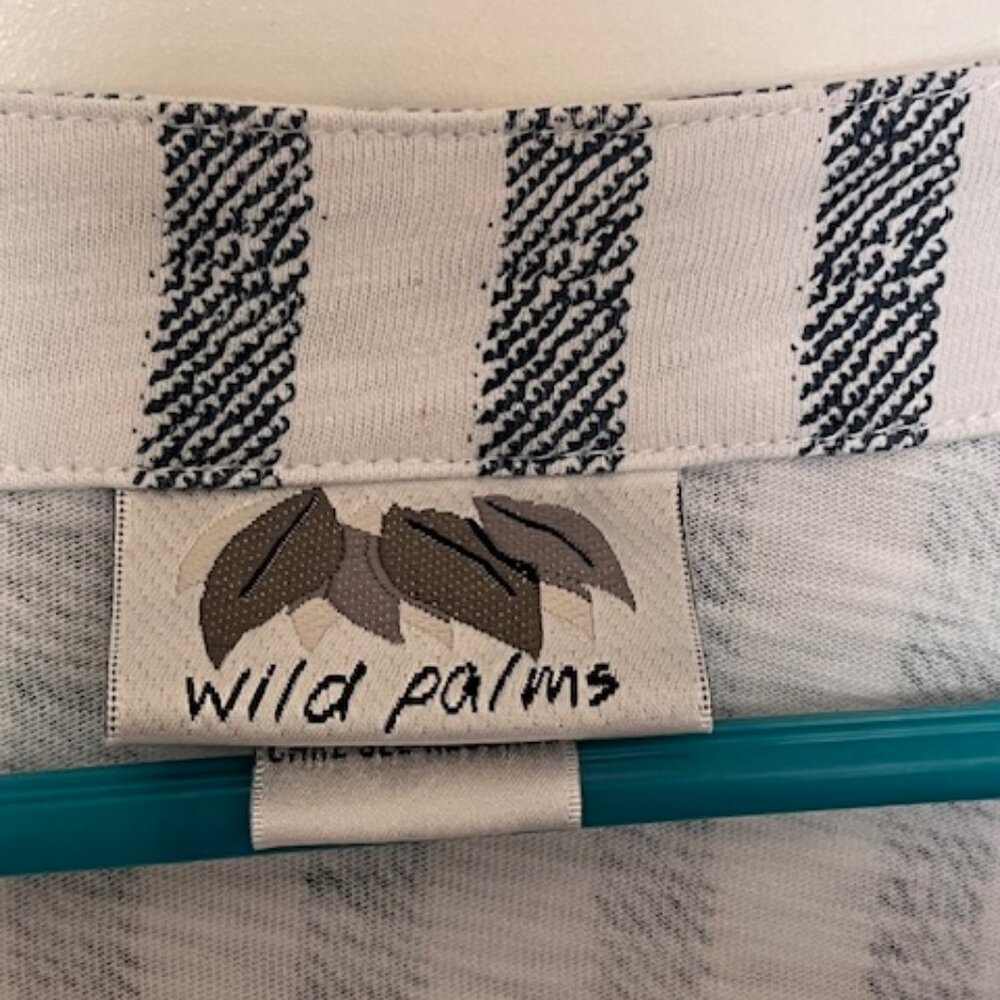 Wild Palm XL Blouse Vertical Stripes Navy on White - Picture 7 of 7